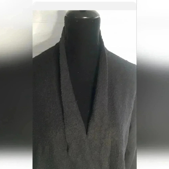 Maison Cinqcent Womens 100% Wool Open Cardigan  Black Rolled Up Sleeve sz L - Picture 2 of 8